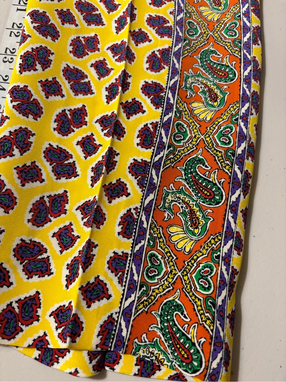 Ralph Lauren Collection Yellow Silk Paisley Pants Size 6 Simone Preppy Luxury - Picture 16 of 16